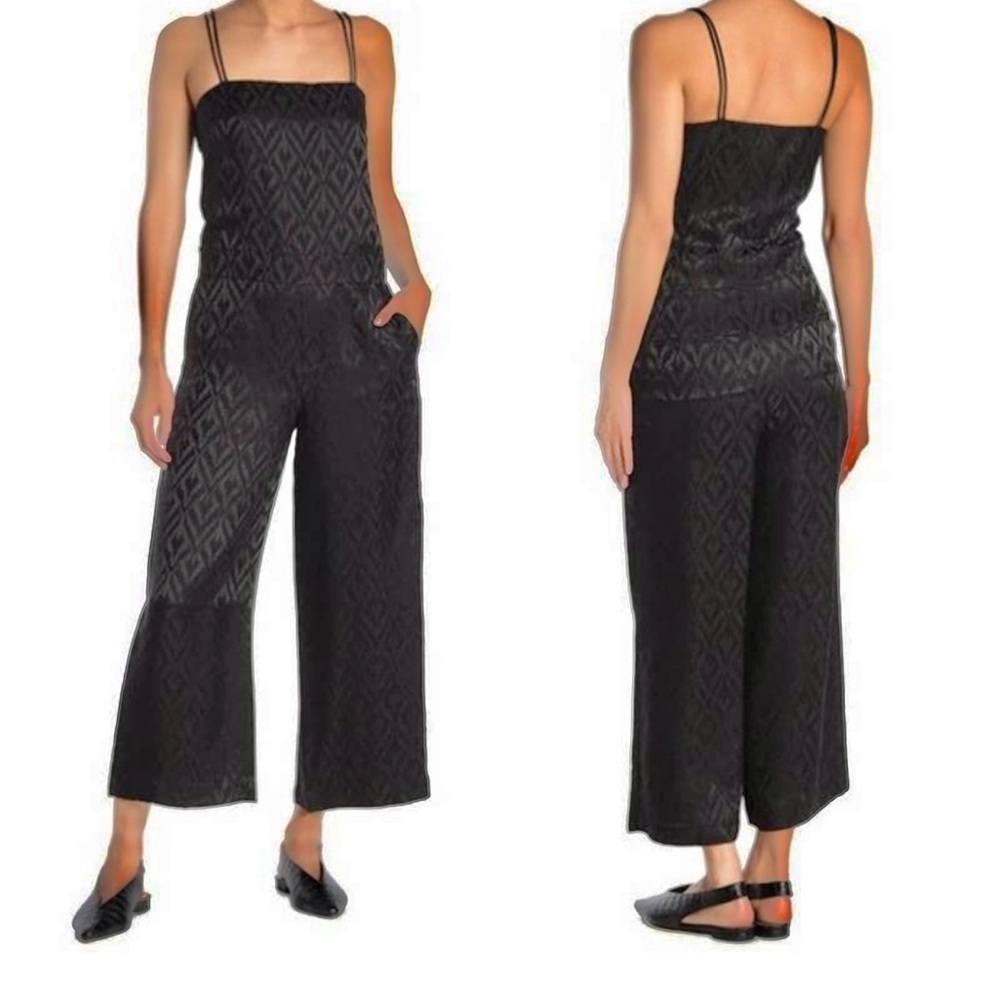 Theory Women’s Strappy Drapey Jacquard Spaghetti Strap Wide Leg Jumpsuit…